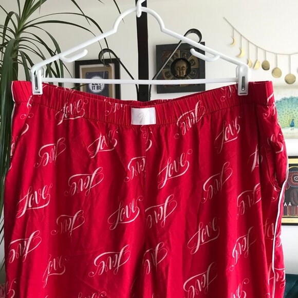 VICTORIA'S SECRET size XXL Red Love Cotton Modal Soft Pajama Pants Pockets - Picture 2 of 6